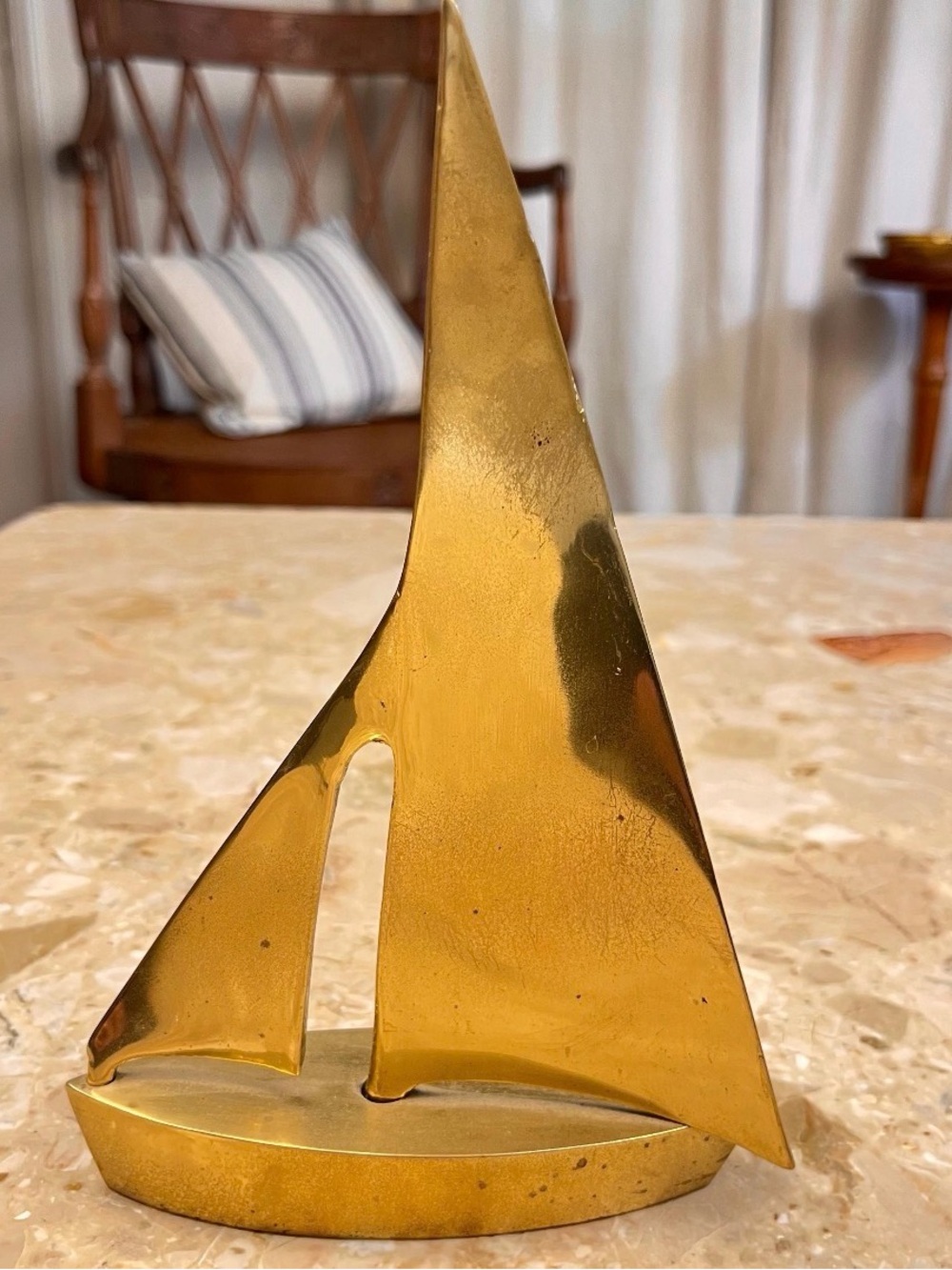 Vintage Sailboat Brass Mid Century Nautical Display or Paperweight